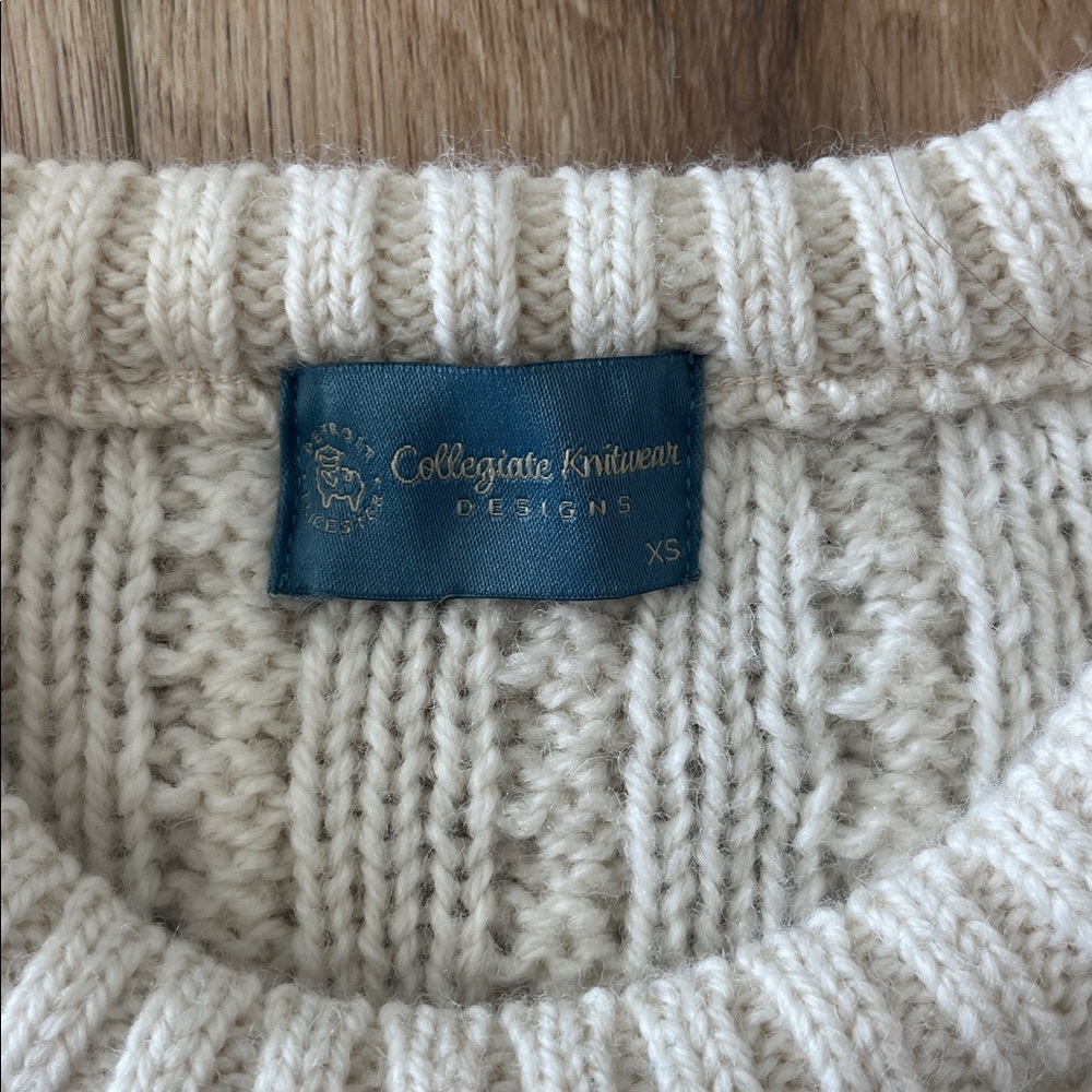 Penn State Cable Knit Wool Cream Sweater - Picture 2 of 4